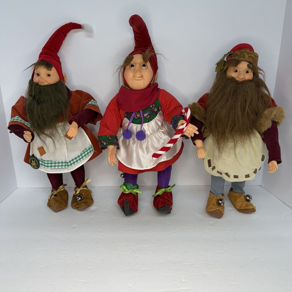 Brinn's Hidden Kingdom Special Delivery Gnome Dolls Lot 3 1990 Christmas Korea